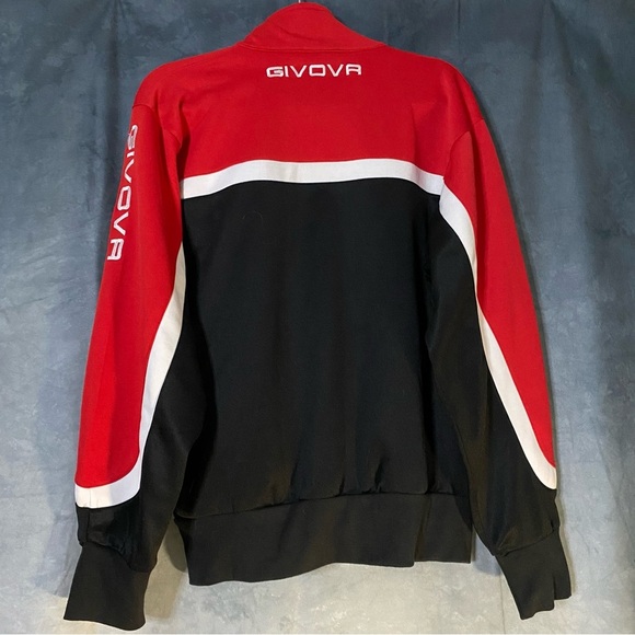 Givova Giovanni Acanfora Jacket M Black W/ Red & White Racing Stripes Full Zip - Picture 2 of 10